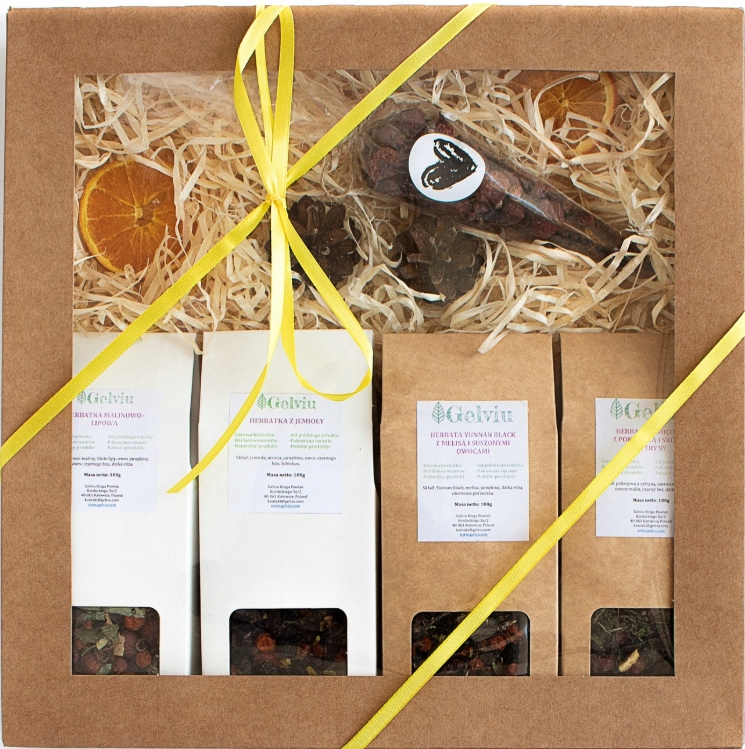 Levně Dárek s čajem Dárkový koš Přírodní ingredience 430 g