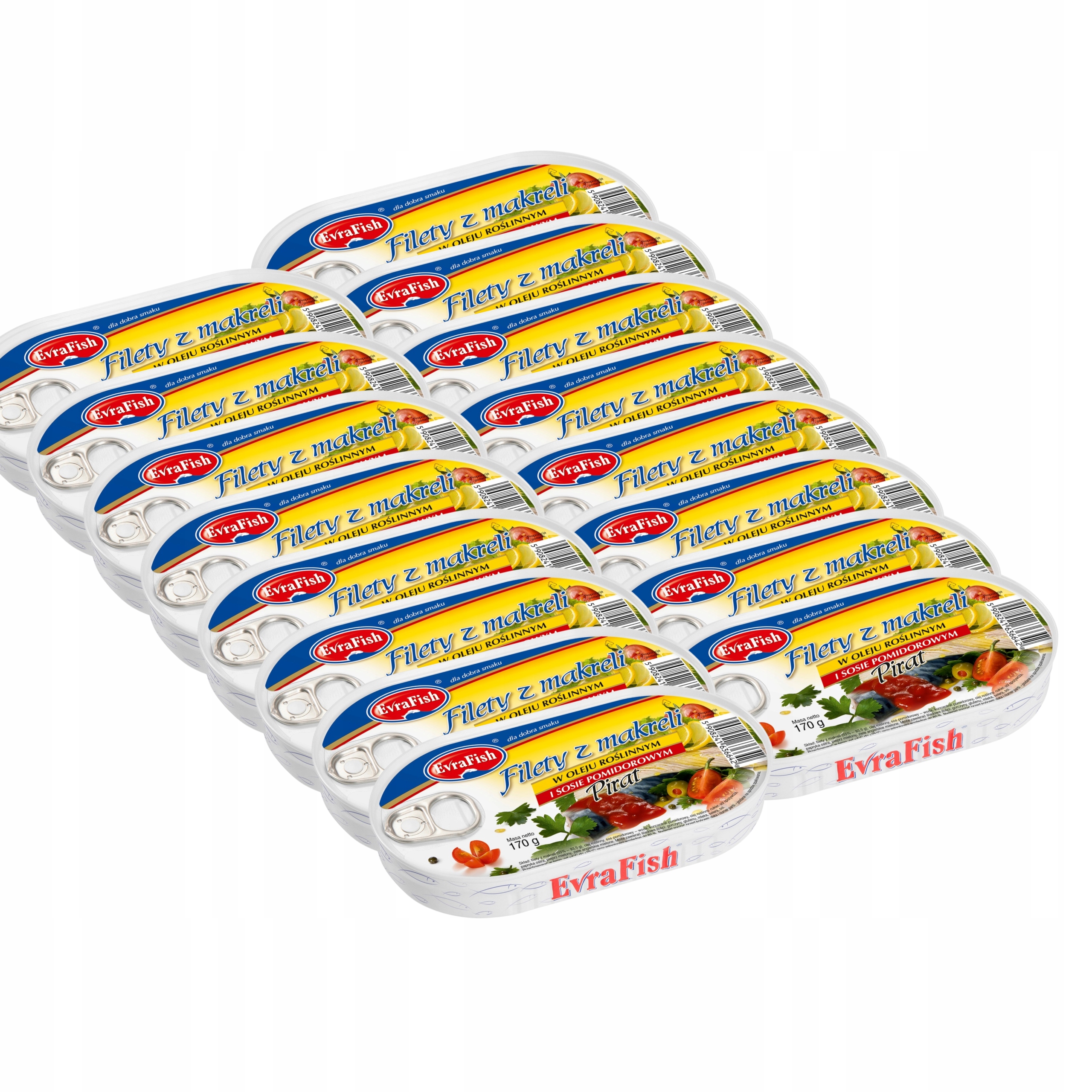 EvraFish Filet z Makreli Pirat Olej Pomi 16x170g