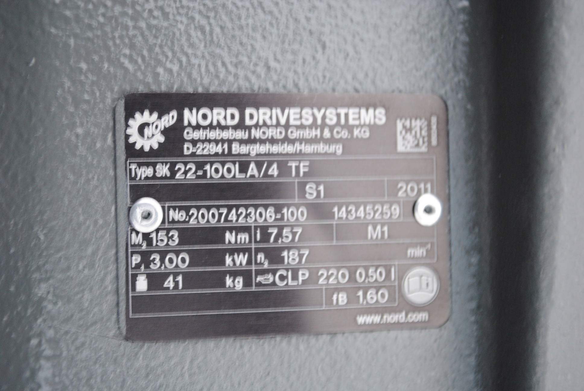 Motoreduktor 3kw. 187obr./min. Firmy NORD Marka Nord