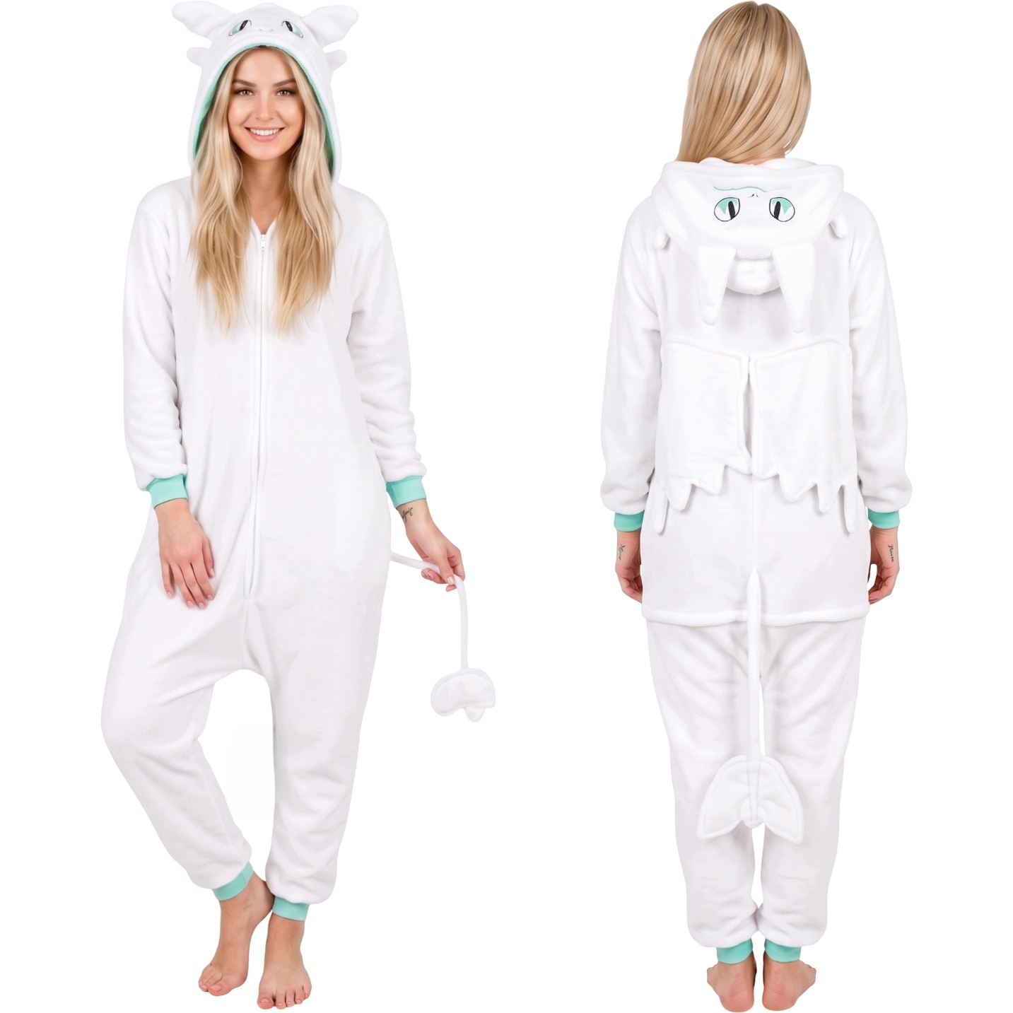 Dámské jednodílné pyžamo Kigurumi Overal Drak Bílá XL