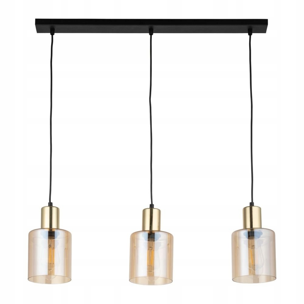 Trojitá jantárová sklenená závesná lampa Sierra Gold Tk Lighting