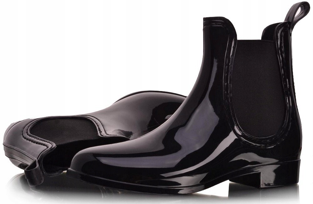 KLASYCZNE KRÓTKIE DAMSKIE KALOSZE CZARNE GUMA