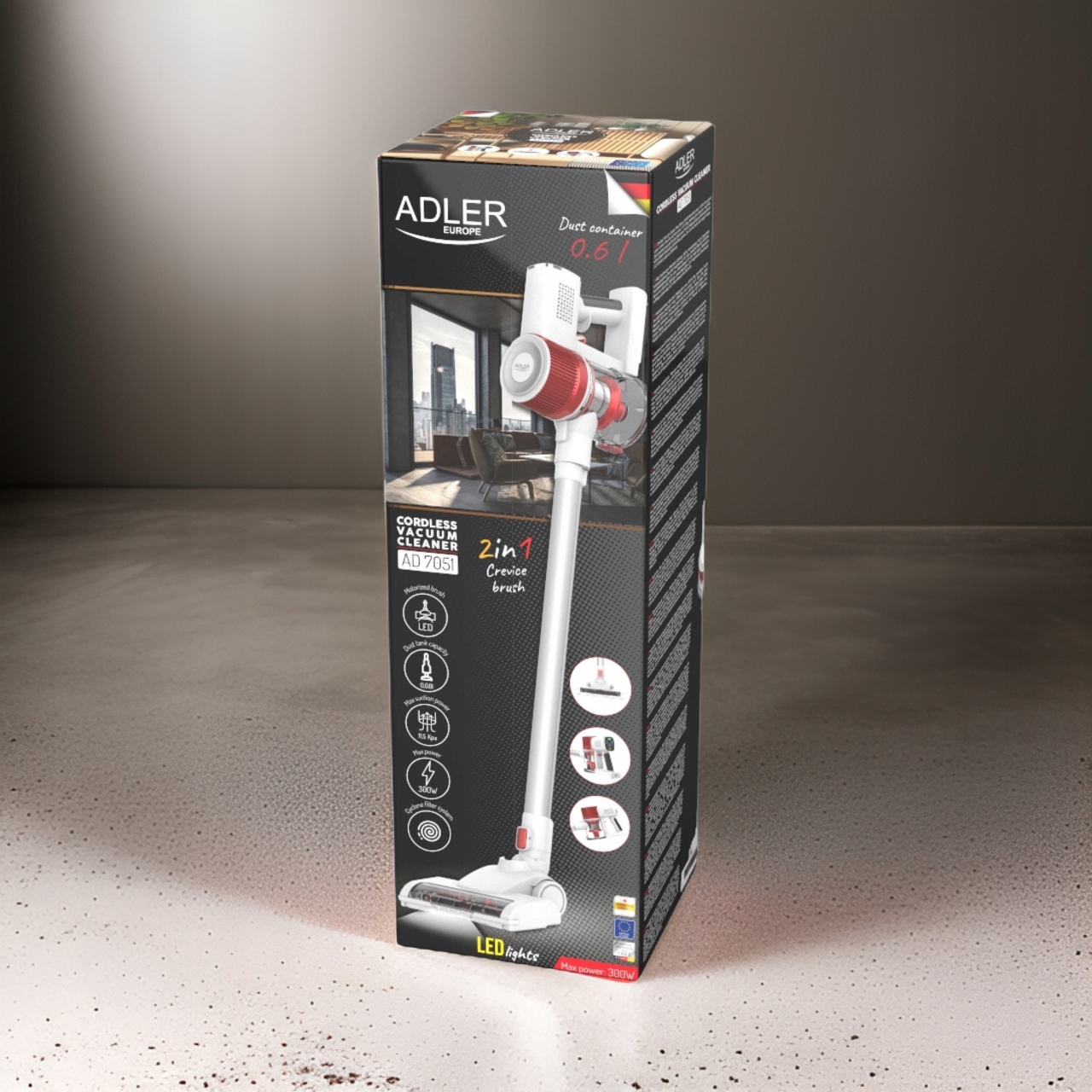 Bezprzewodowy Odkurzacz Pionowy Adler AD 7051 Moc 300W 30 Min