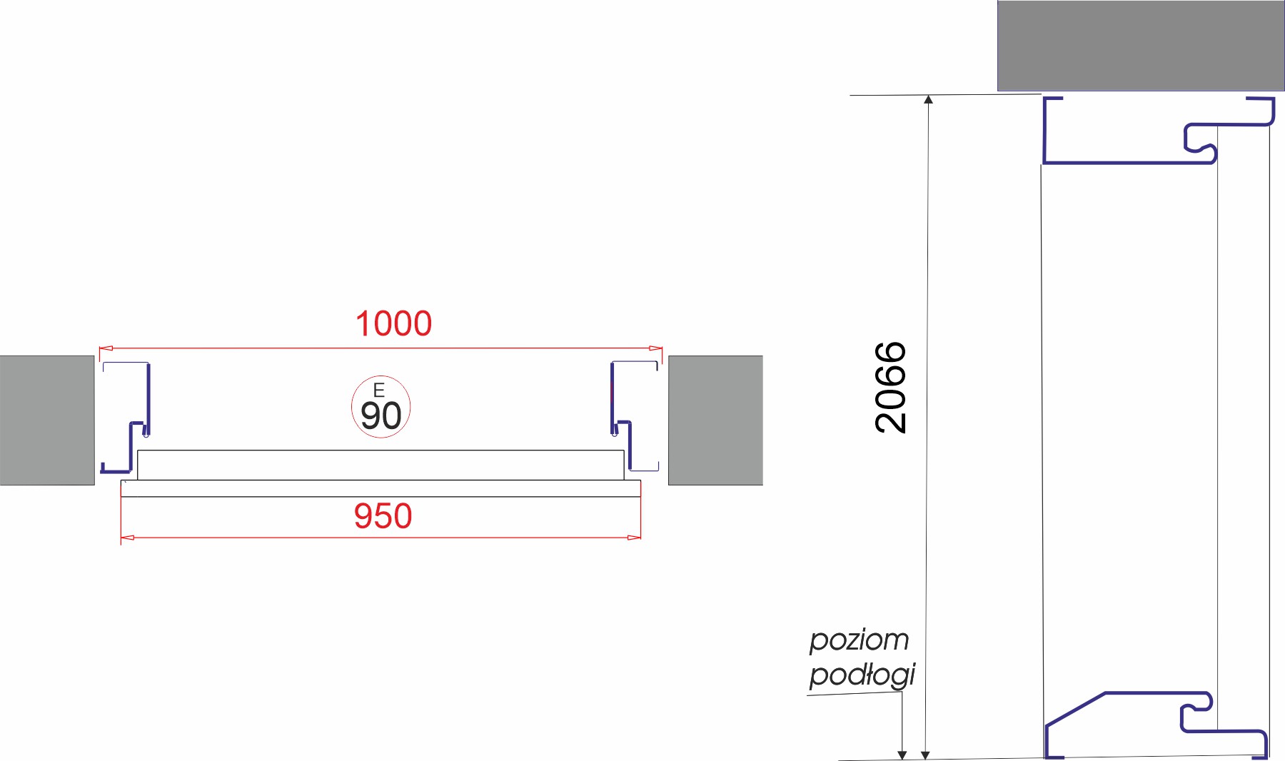 Drzwi Ud 1,2 LUX 72mm GALA 144 BLACK Winchester Prawe 90 na zewnątrz Typ z przeszkleniem