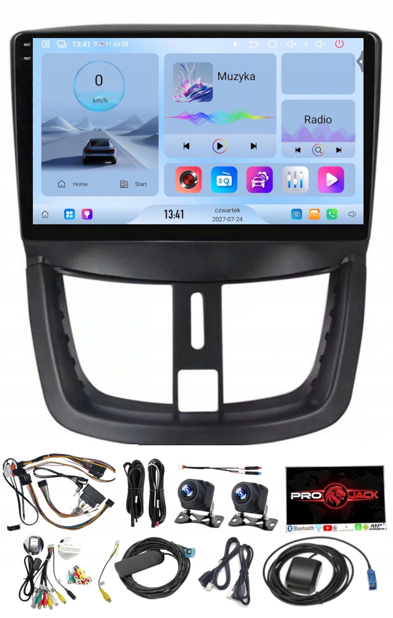 Rádio Gps Android Peugeot 207 2006-2012 Carplay 4/ 64GB Modem Sim Kamery