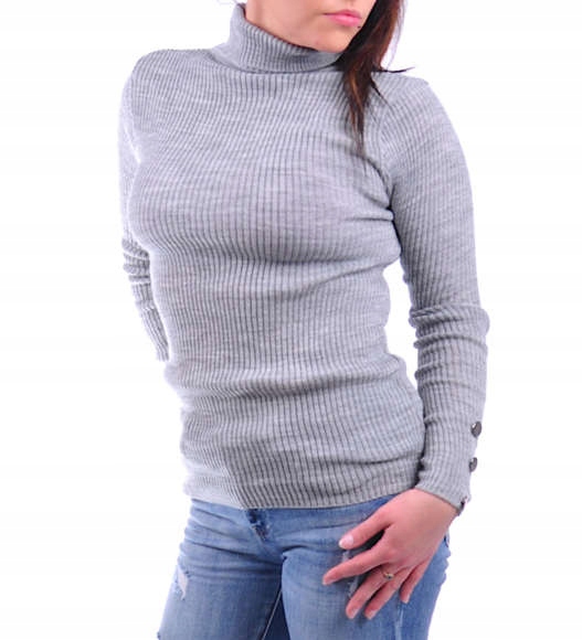 

Śliczny Damski Szary Golf Sweter UB280