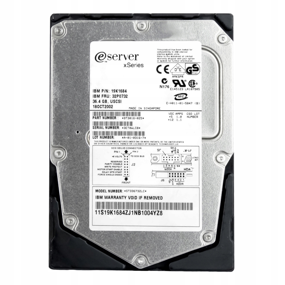 Ibm 32P0732 19K1684 36GB 15K Scsi U320 3.5'' ST336732LC