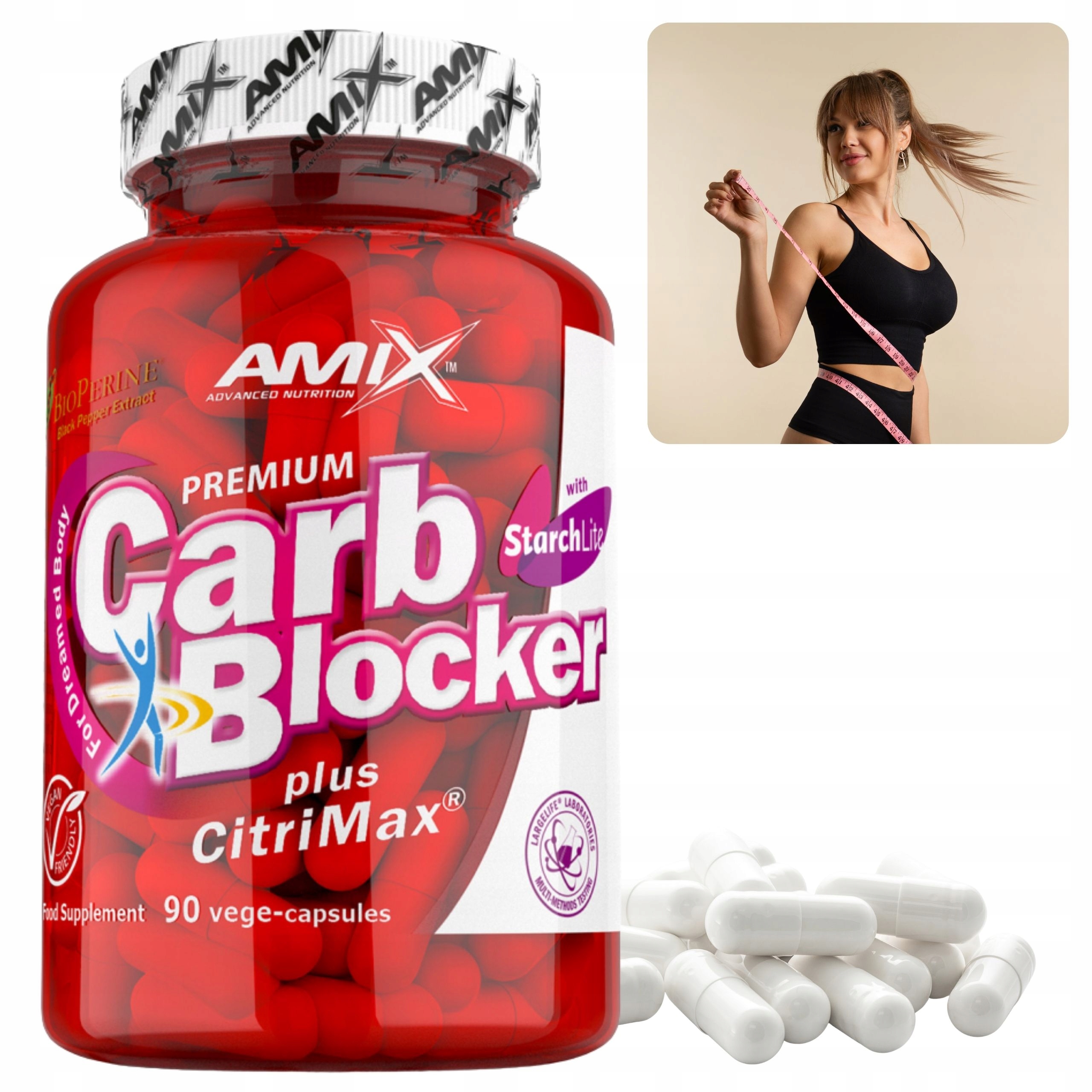 Spalovač tuků pro ženy Tablety potlačující chuť k jídlu Amix Carb Blocker