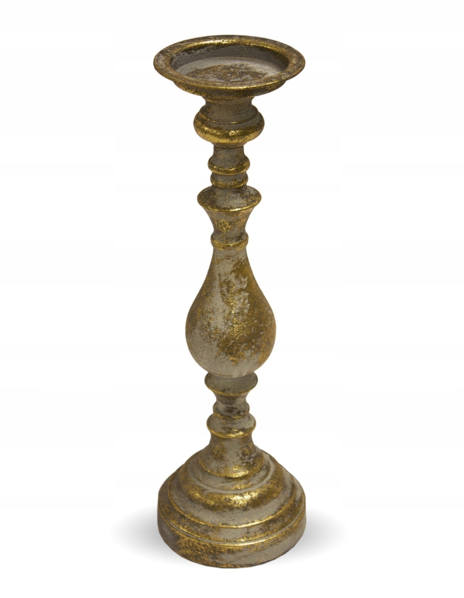 Metalowy stylizowany złoty antyczny dekoracyjny świecznik podkładka