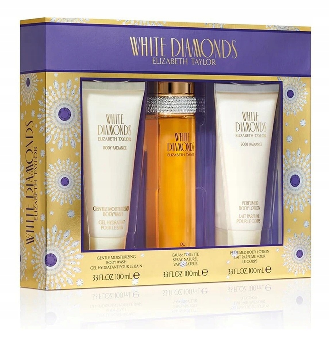Elizabeth Taylor White Diamonds sada toaletní voda 100 ml balzám gel