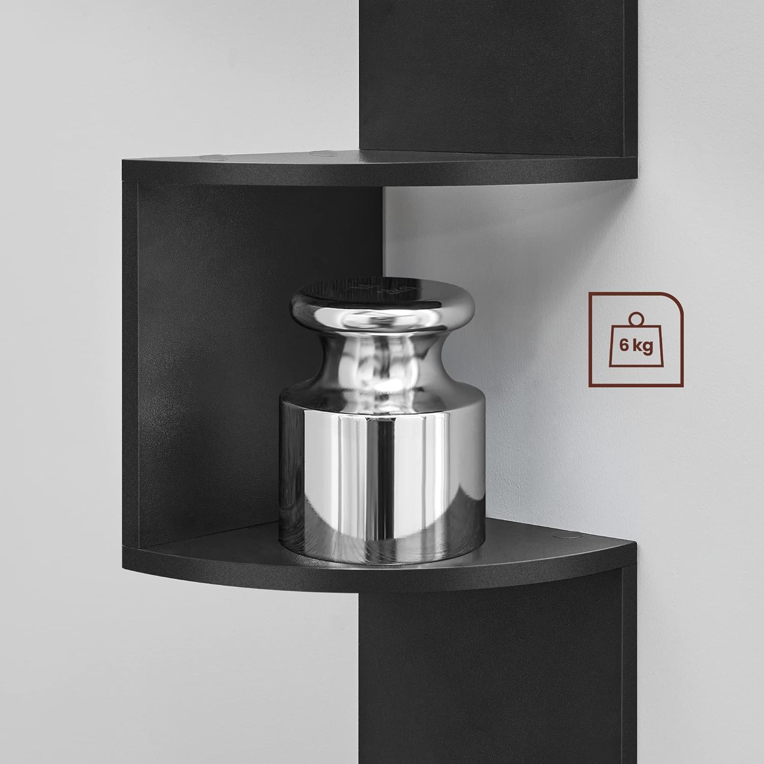 Narożny regał ścienny z pięcioma półkami na dekoracje Szerokość mebla 20 cm