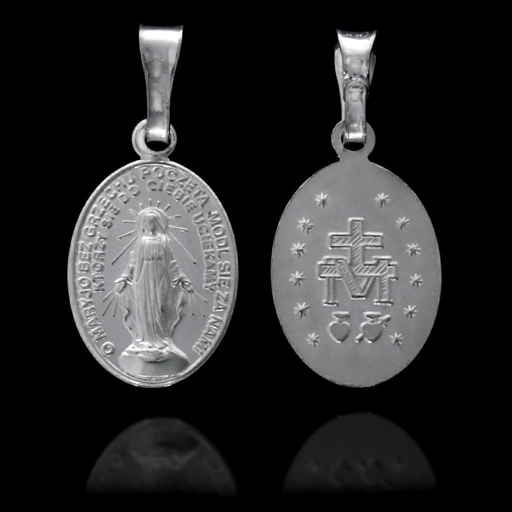 SREBRNY ŁAŃCUSZEK KOMUNIJNY I CUDOWNY MEDALIK 70CM Splot Pancerka