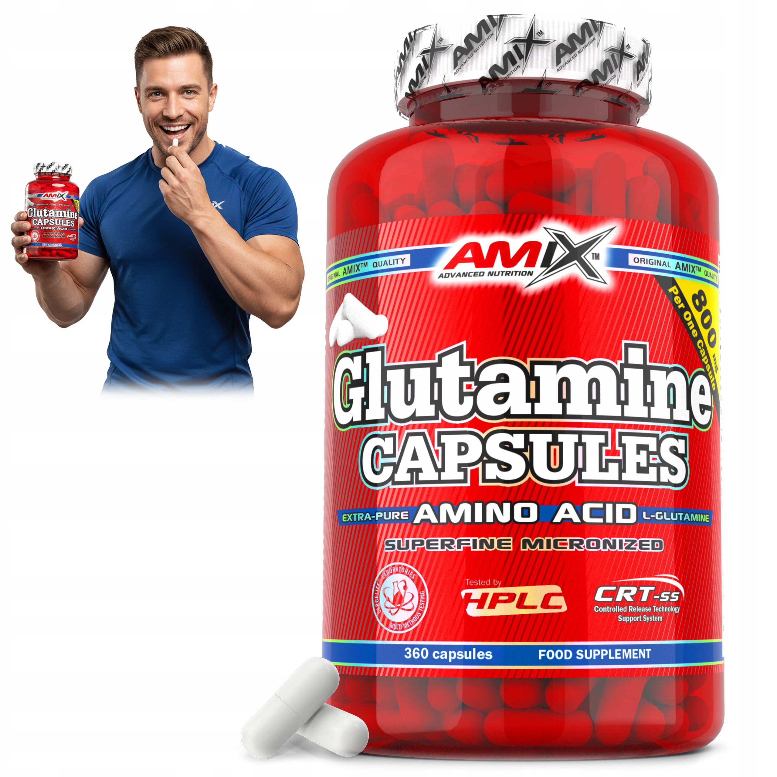 Glutamin kapsle L glutamin 800 mg 60 porcí aminokyseliny regenerace