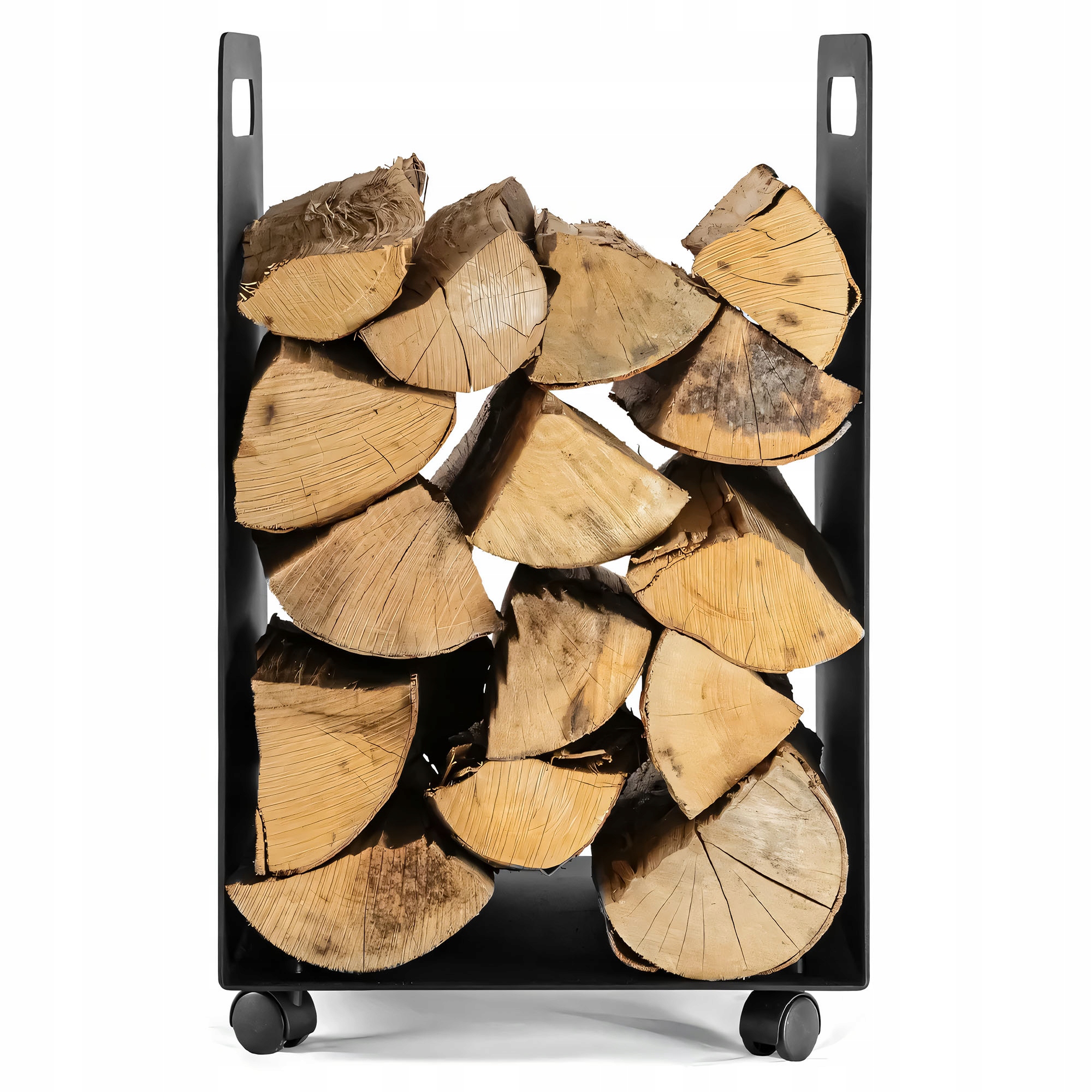 Koš na dřevo krbový mobilní stojan Edge 1 černý 655x400x400
