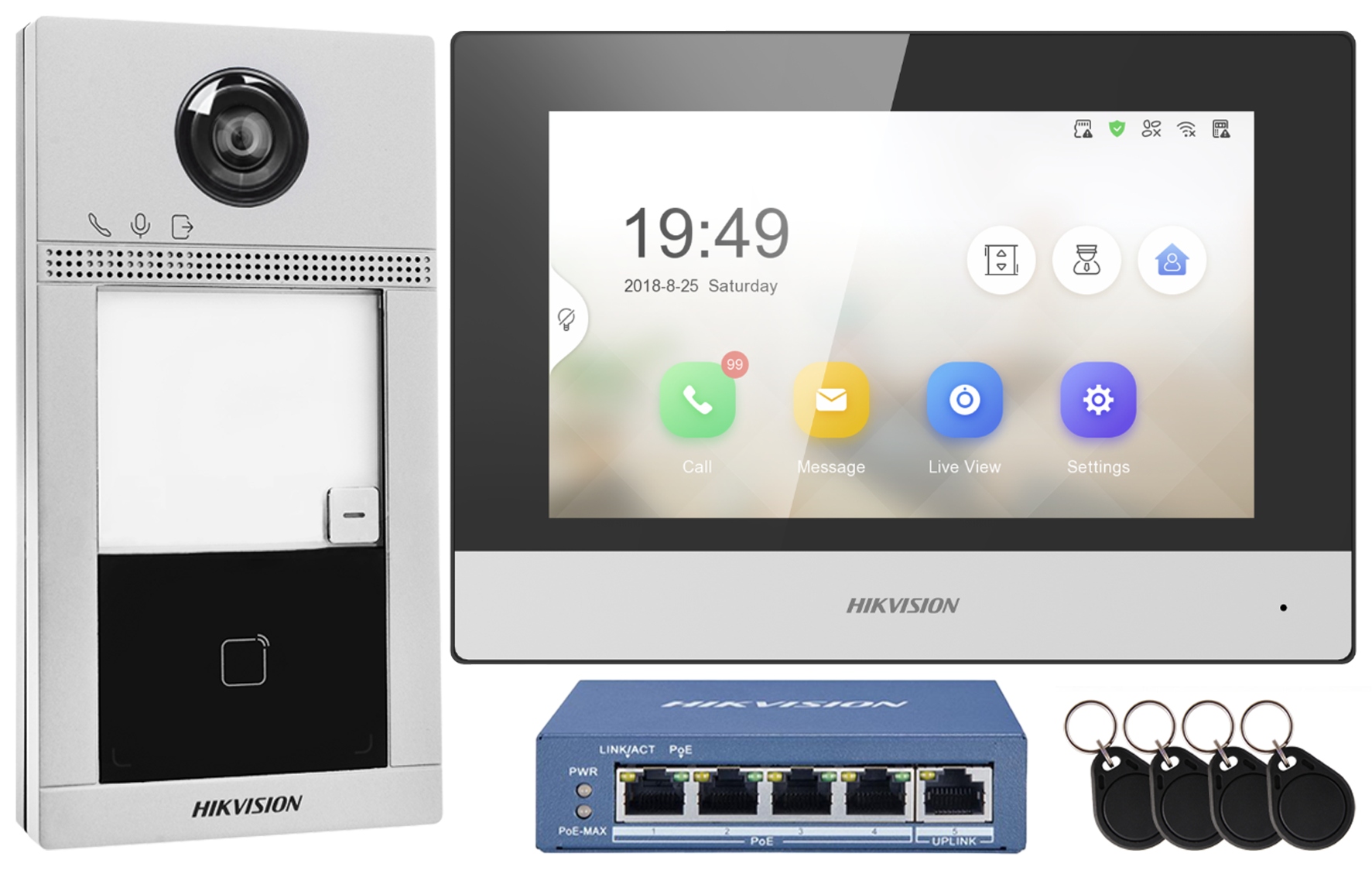 Videovrátnik WiFi Hikvision Jednorodinný rozširujúci monitor 7" Aplikácia