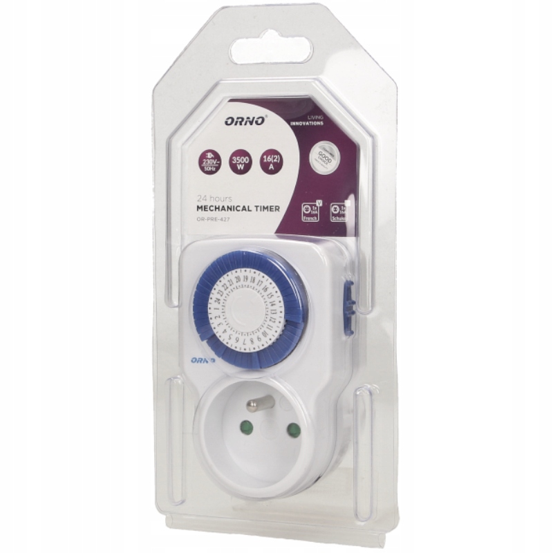 PROGRAMATOR CZASOWY TIMER 24H WŁĄCZNIK WYŁĄCZNIK CZASOMIERZ ANALOGOWY MINI Model OR-PRE-427