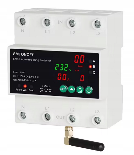Tuya WiFi trojfázový vypínač 4P 100A s predplateným počítadlom