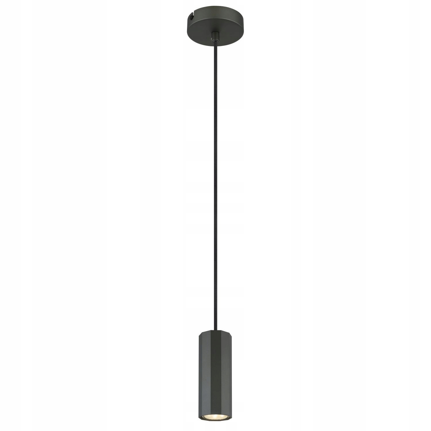 Bodová šedá závěsná lampa minimalistická tuba nad ostrovem stůl recepce