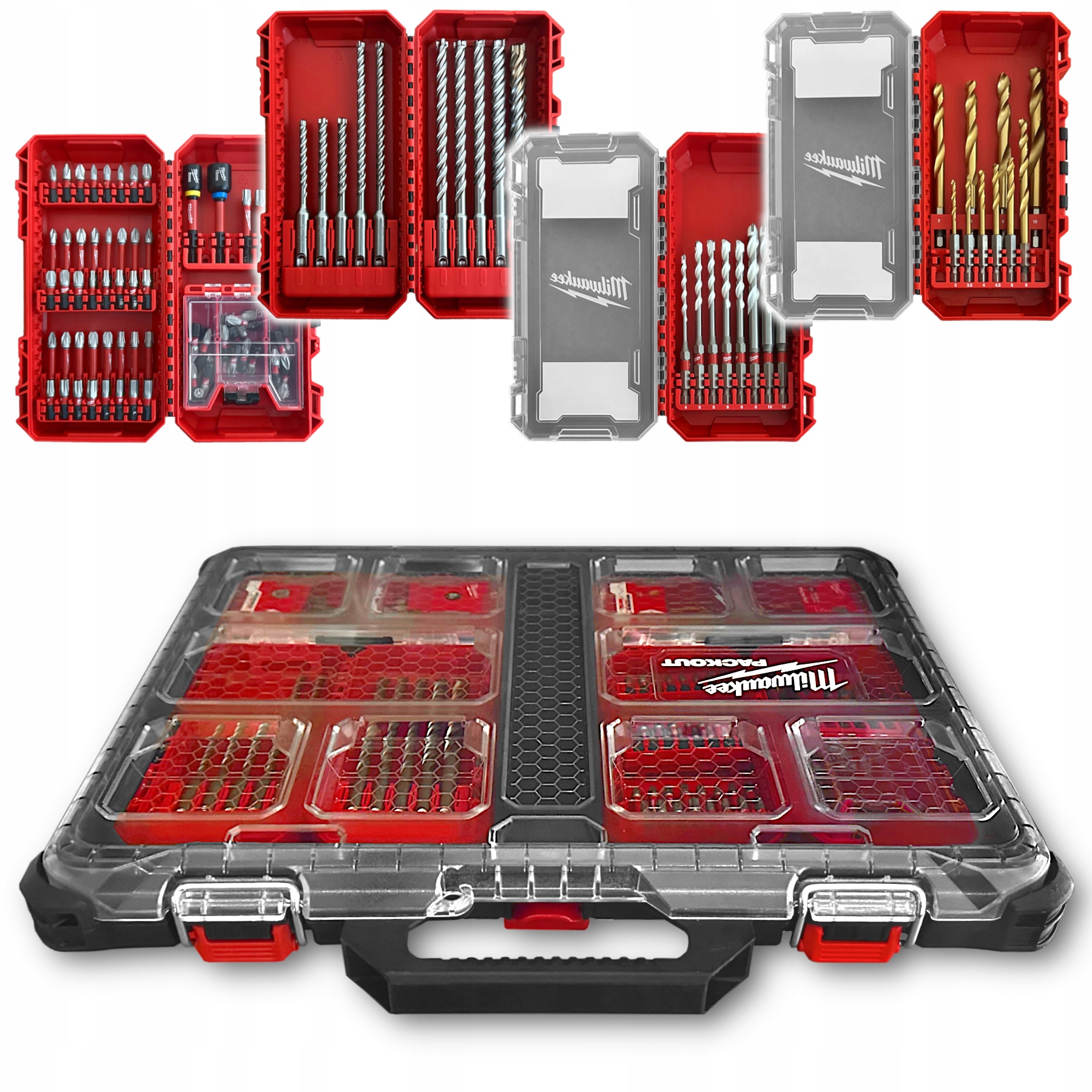Zestaw wierteł i bitów w walizce 98 szt. Packout Slim Milwaukee 4932499760