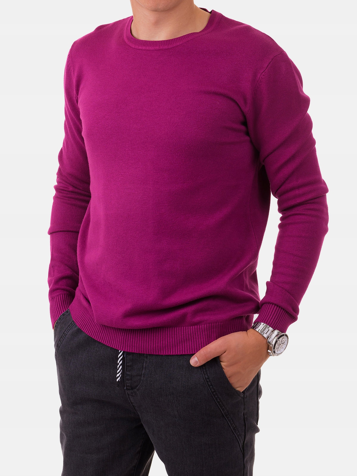 

Sweter Męski Klasyczny Gładki fiolet XL