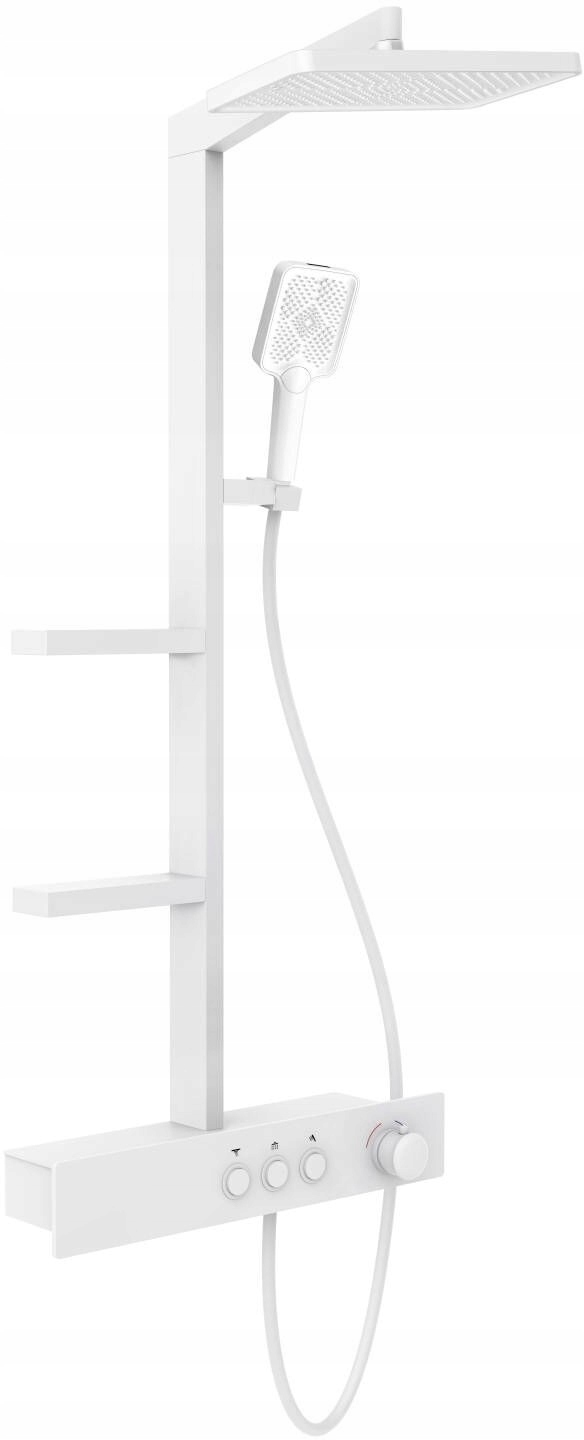 Mexen Saxx biela sprchová súprava s dažďovou sprchou a batériou