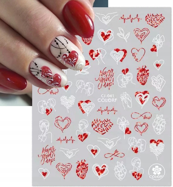 NAKLEJKI NA PAZNOKCIE SAMOPRZYLEPNE SERCA CJ-041