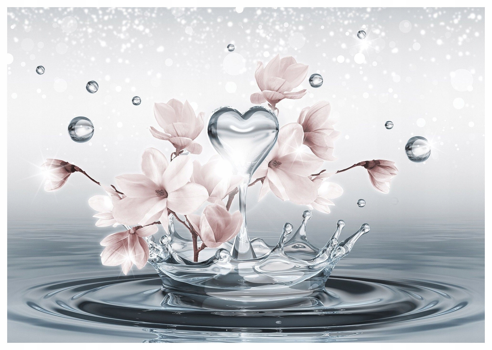 Fototapeta flizelina Magnolie láska kapky rosy srdce květiny 416x254 lepidlo