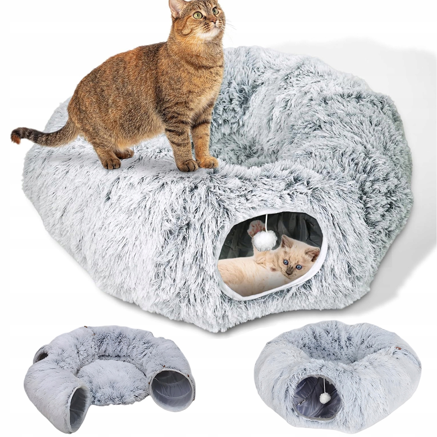 Levně Tunel Pro Kočky Dlouhý 170 CM S Skládacím Míčem A Otvorem Hračka Pro Kočky