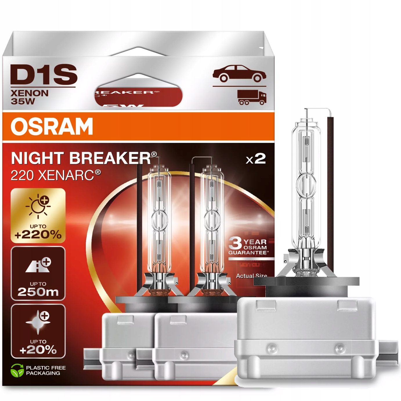 Osram Xsenon Night Breaker Xenarc D1S 220% +250M +20% Jasnejšie svetlo