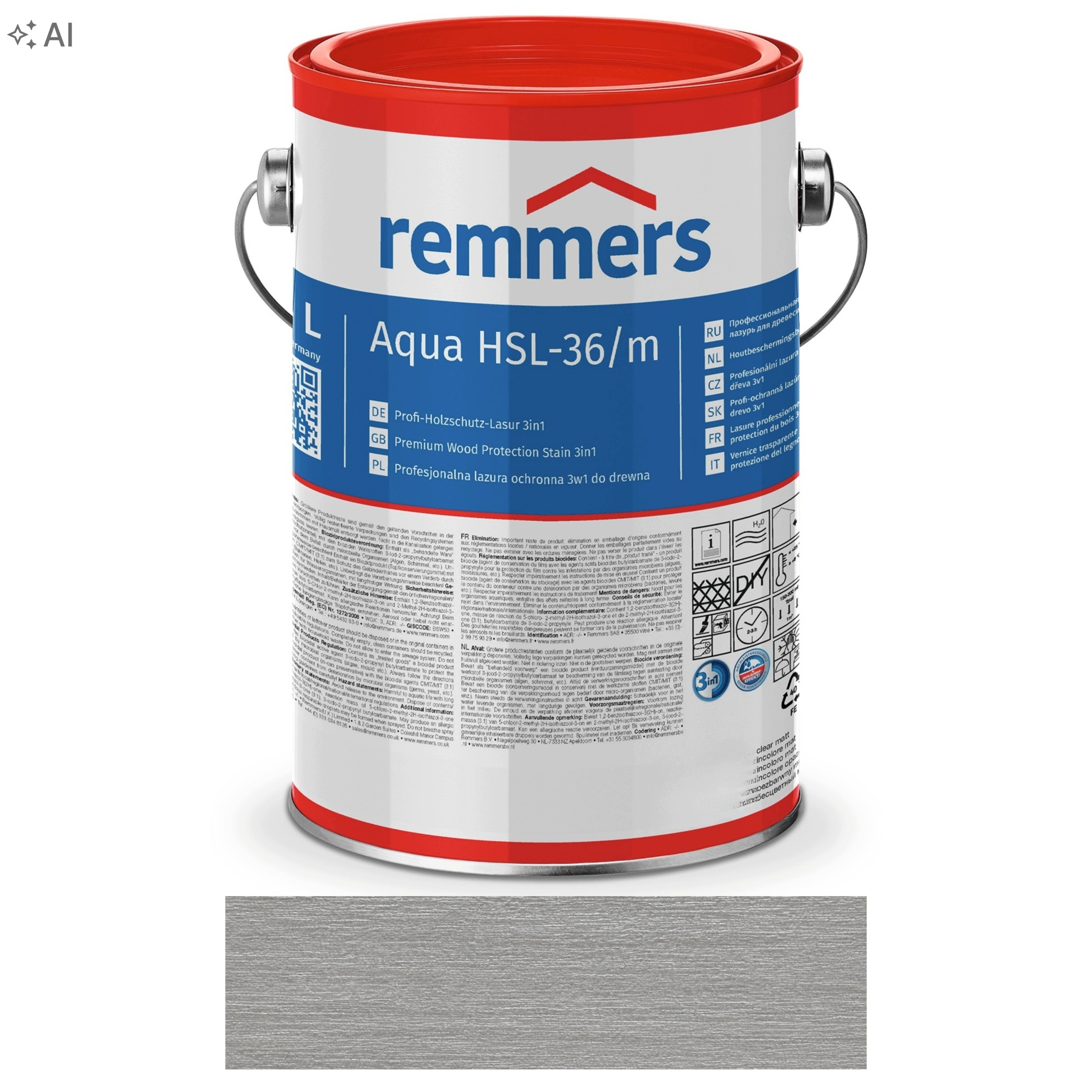 Remmers HSL-36/m Lazura na vodní dřevo 5L Platinový metalický efekt