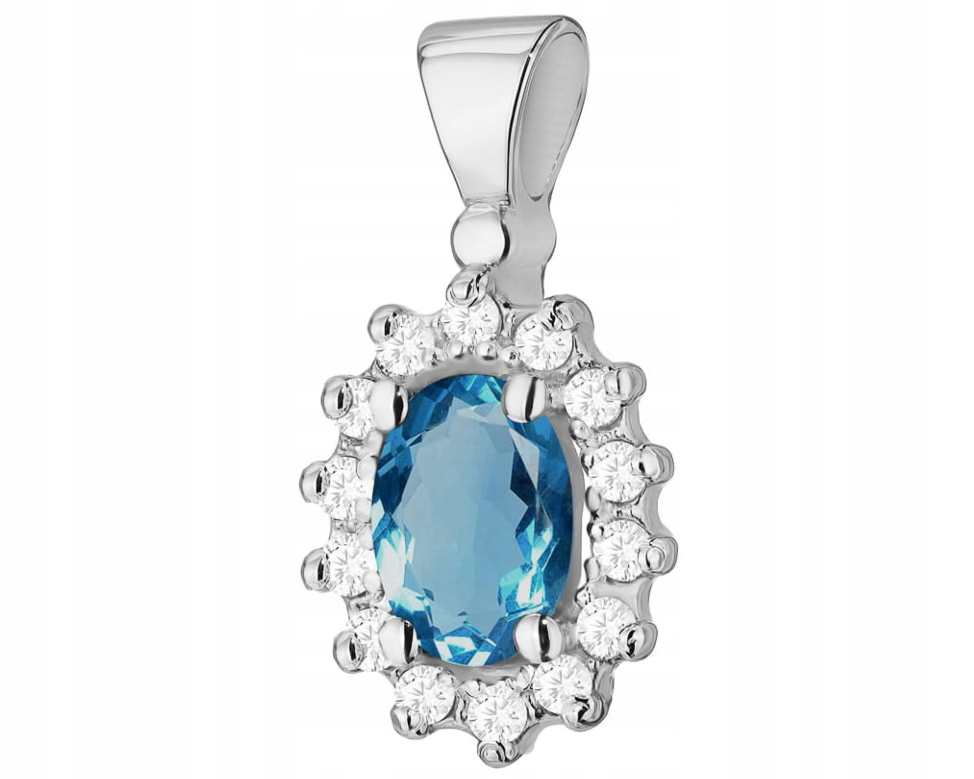 Bílé Zlato Přívěsek S Brilianty A Topazem London Blue 585 Dárek