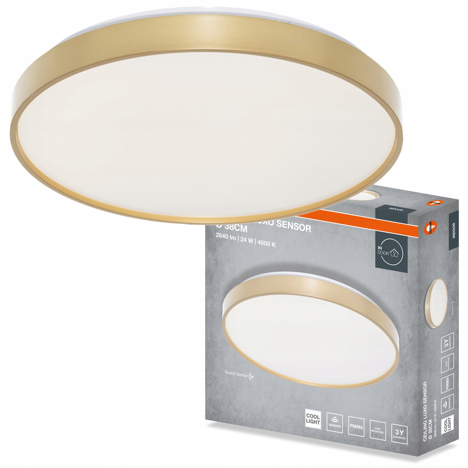 Stropní Svítidlo Led nástěnné svítidlo 24W 1320lm 4000K Kulatý Zlaté Luxo Osram