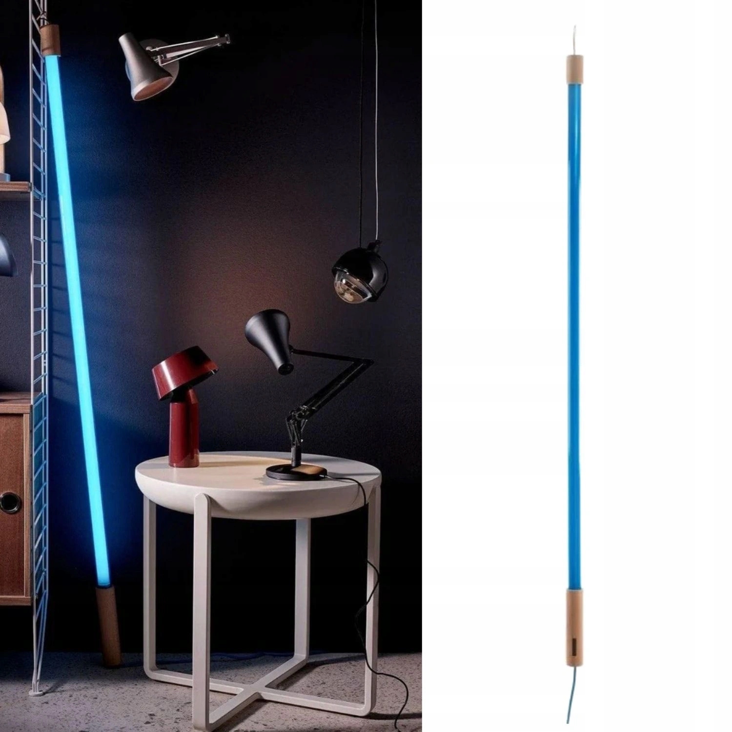 Led nástenné svietidlo s konektorom Seletti Linea lampa neónová modrá 135 cm