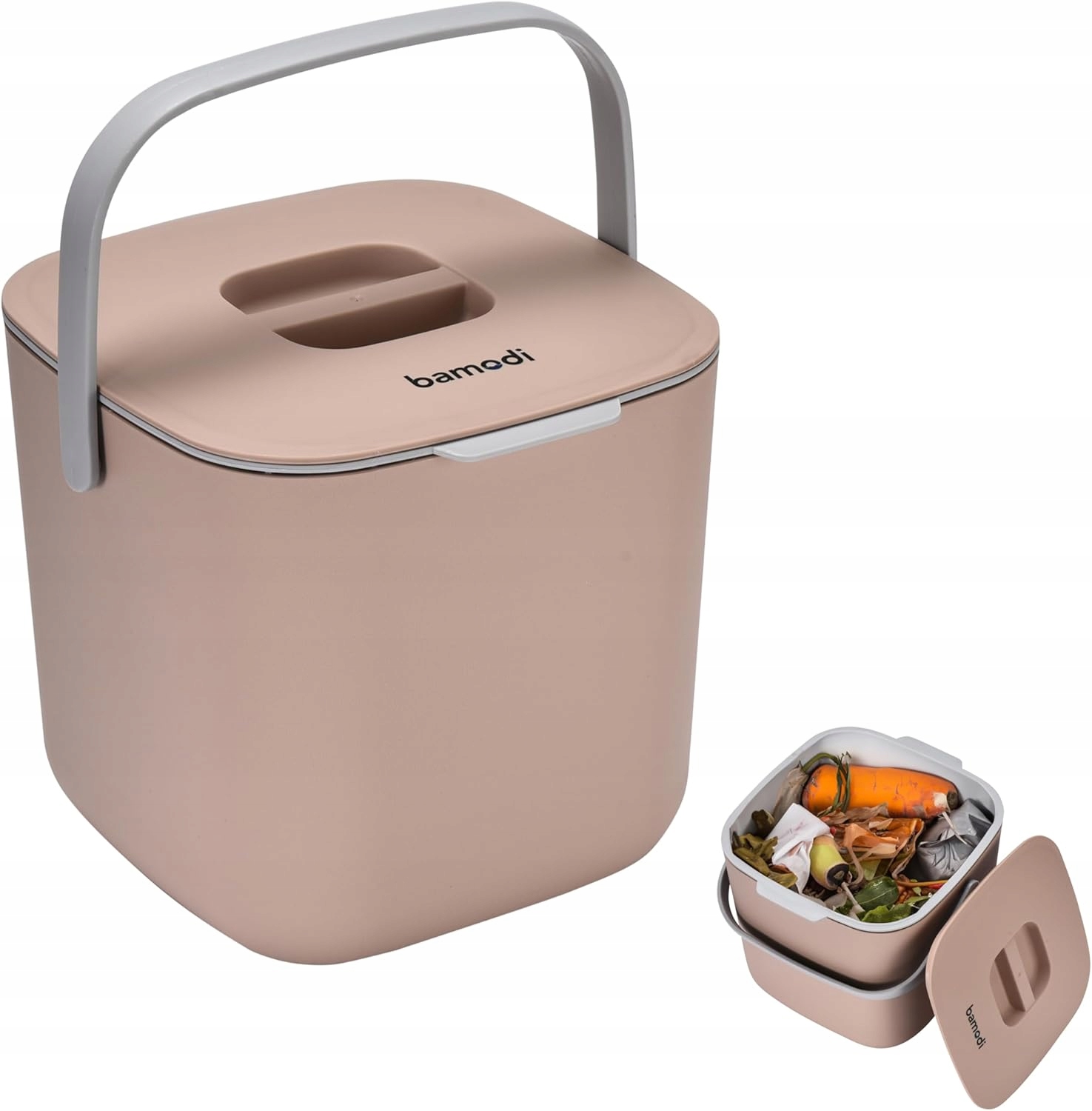 Levně Koš na organický odpad Bamodi, barva broskvová, 7 l