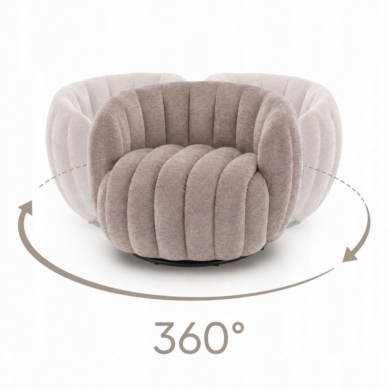 Fotel wypoczynkowy Obrotowy 360° pufa Fraser mushroom taupe greige Halmar