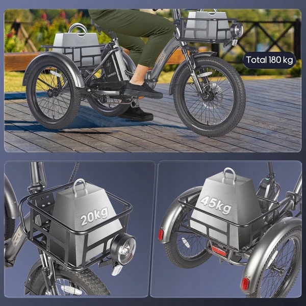 Rower trójkołowy FAFREES F20 Mate 18.2AH 500W 110KM składany dla dorosłych Rozmiar koła (