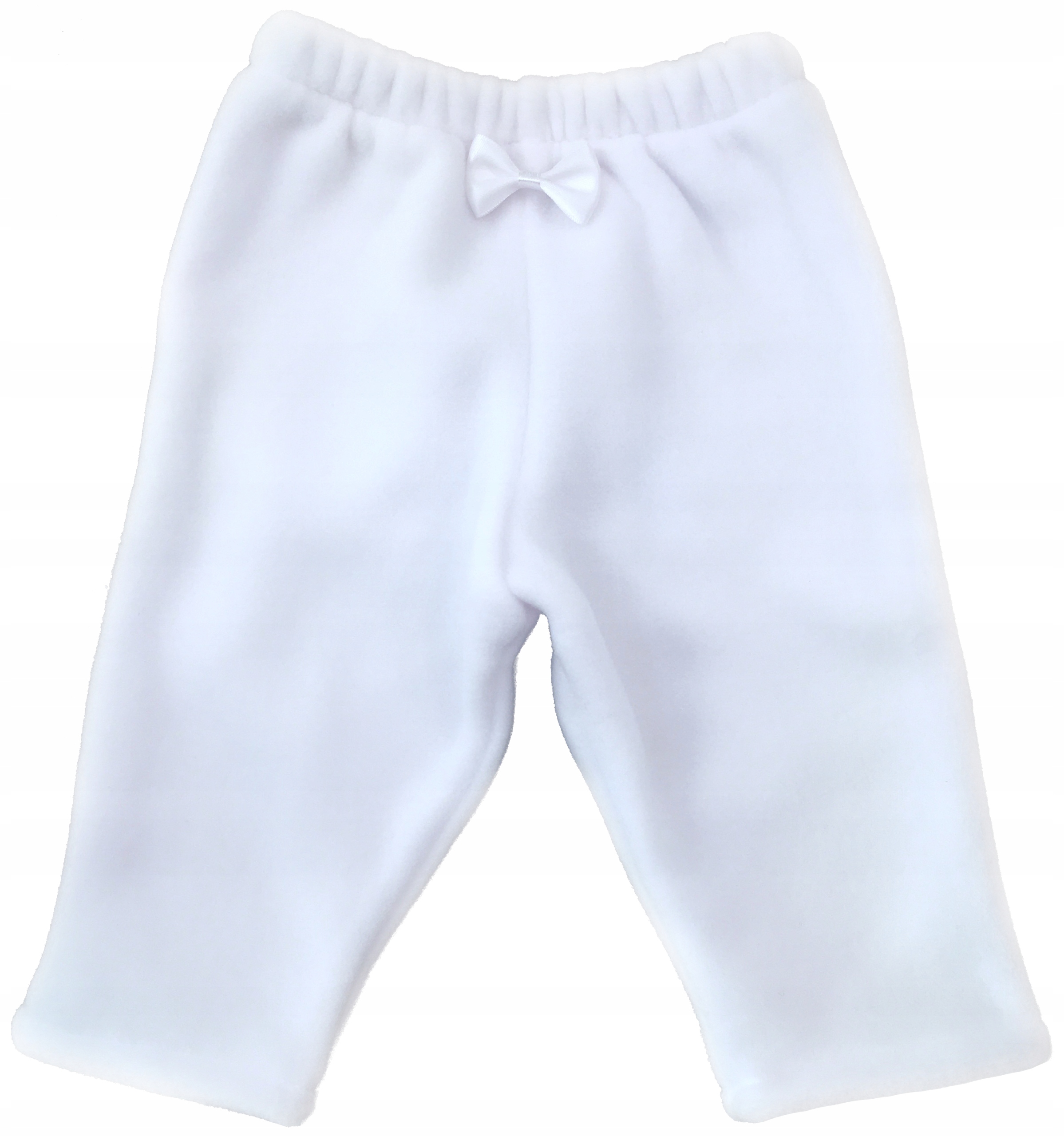 SPODNIE polarowe białe z kokardką 86 cm +12m