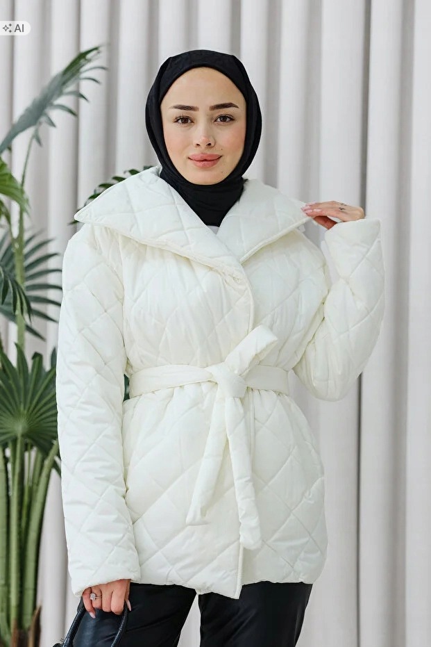 Dámská Prošívaná Bunda S Páskem V Elegantním Stylu S/m 5IA