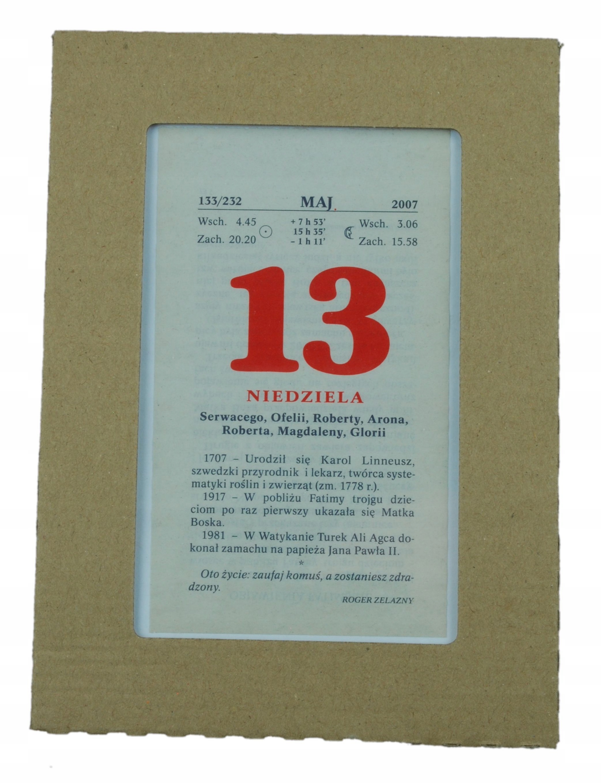 Antyrama 13x18 - idealna do kartki z kalendarza Marka inna