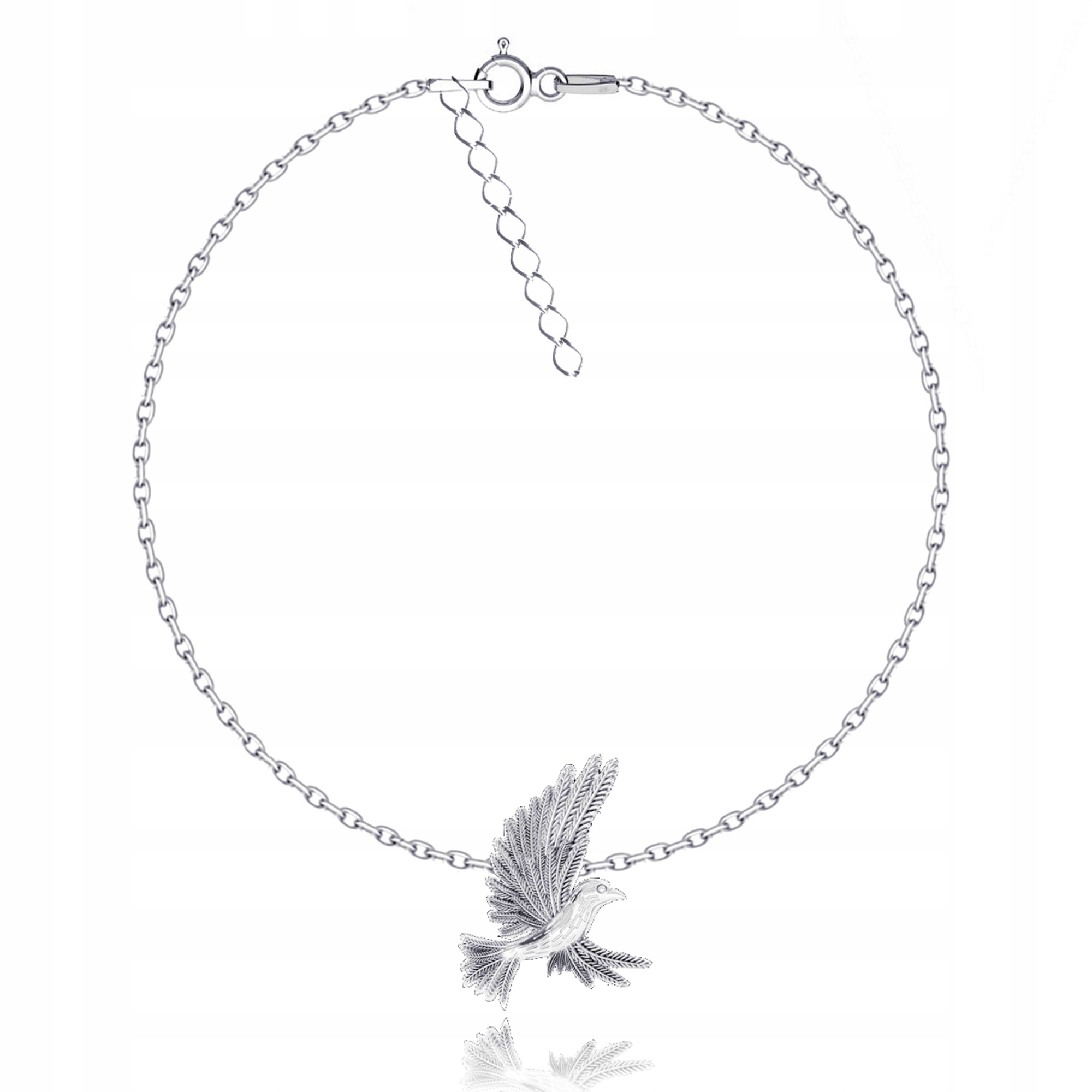 Pták Kolibřík Stříbrný náramek ankr stříbro 925 Symbol radosti ze života