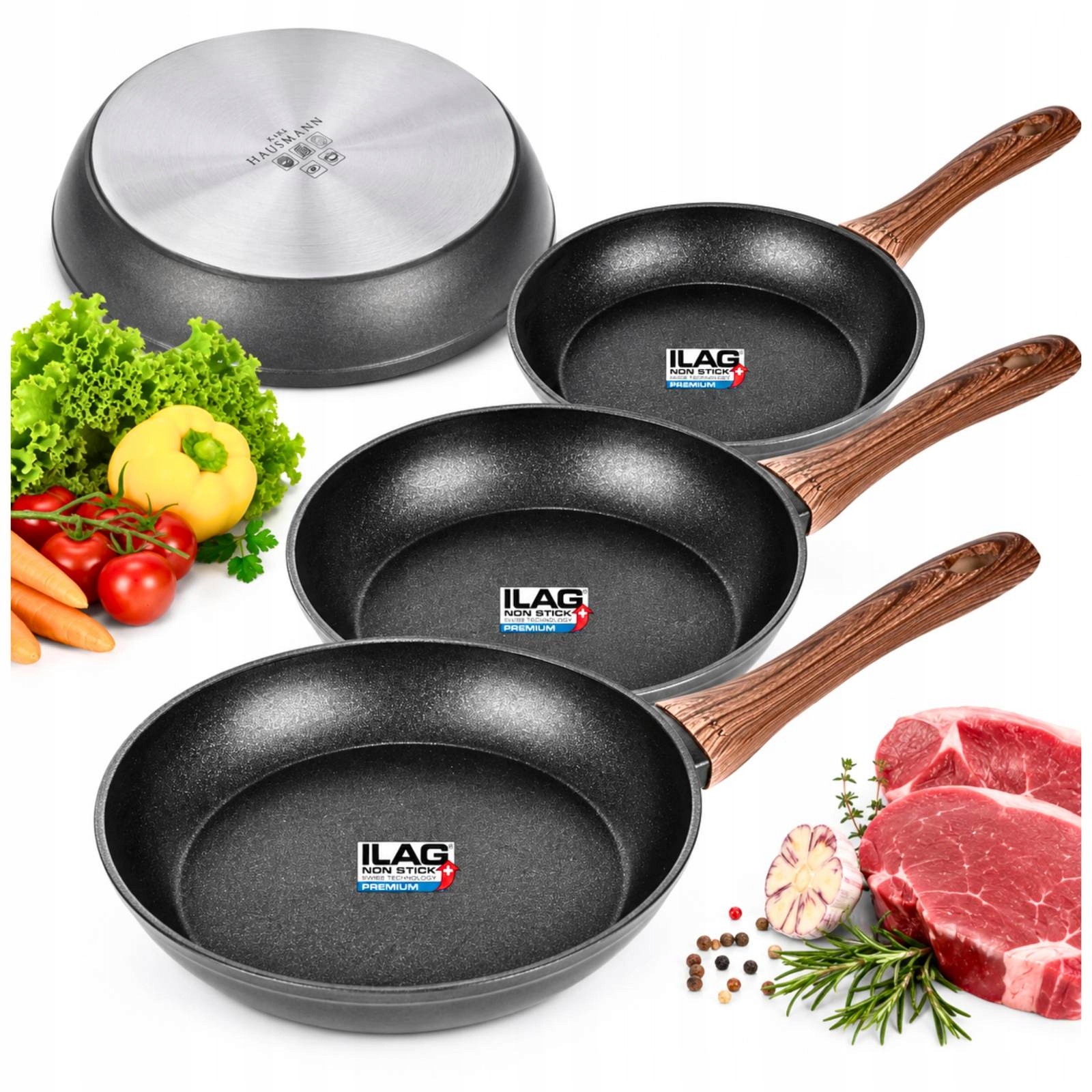 Sada Pánví Indukce Plyn Na Smažení 24/26/28 cm Komplet 3ks Pánev