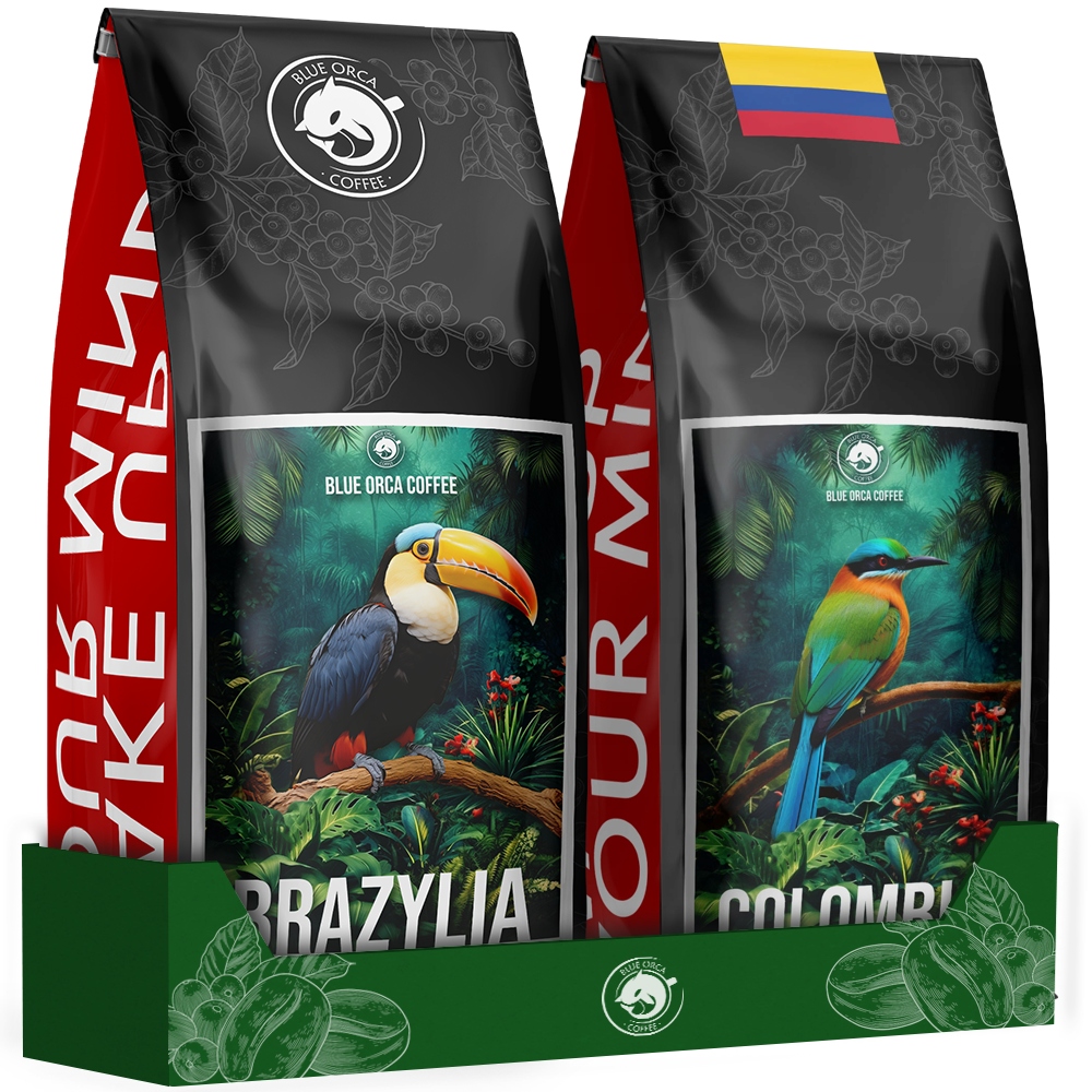 Káva zrnková 1kg x2 Čerstvě pražená Kolumbie Brazílie Arabica 100%