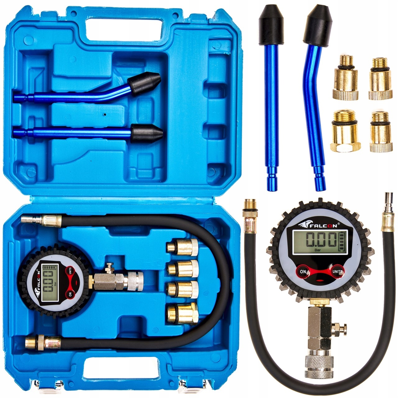 Tester Ciśnienia Sprężania Benzyna LCD 200PSI Adaptery M10 M12 M14 M18 Max