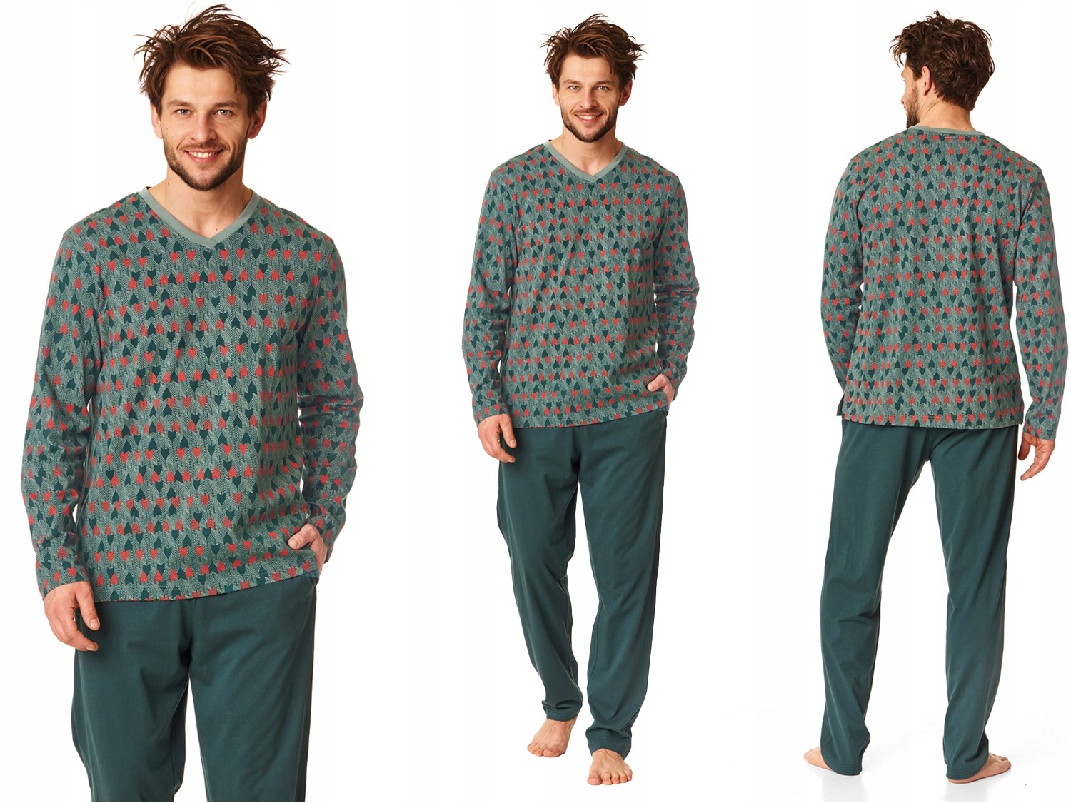 Pánské Bavlněné Pyžamo S Dlouhým Rukávem Key XL