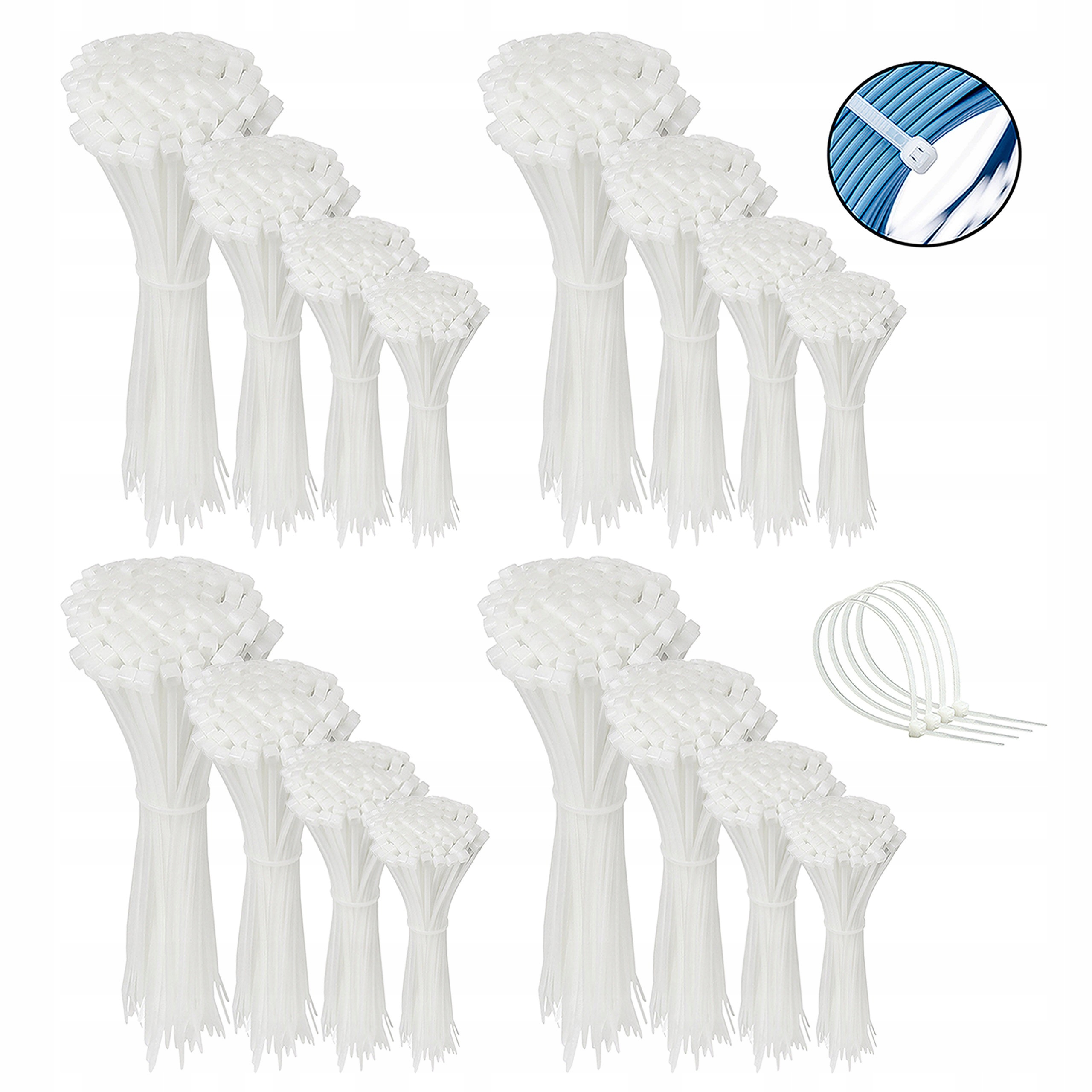 Opaski zaciskowe, białe trytytki 4,8 mm 1600 szt