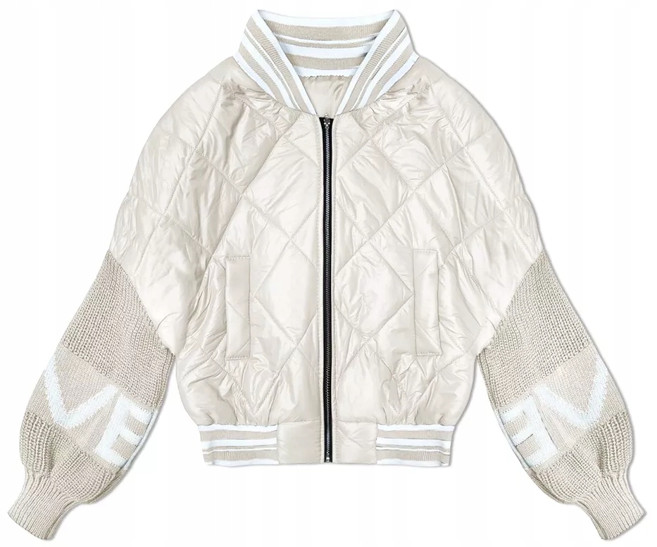 Dámská Bomber Bunda 2439 Světle Béžová L (40)