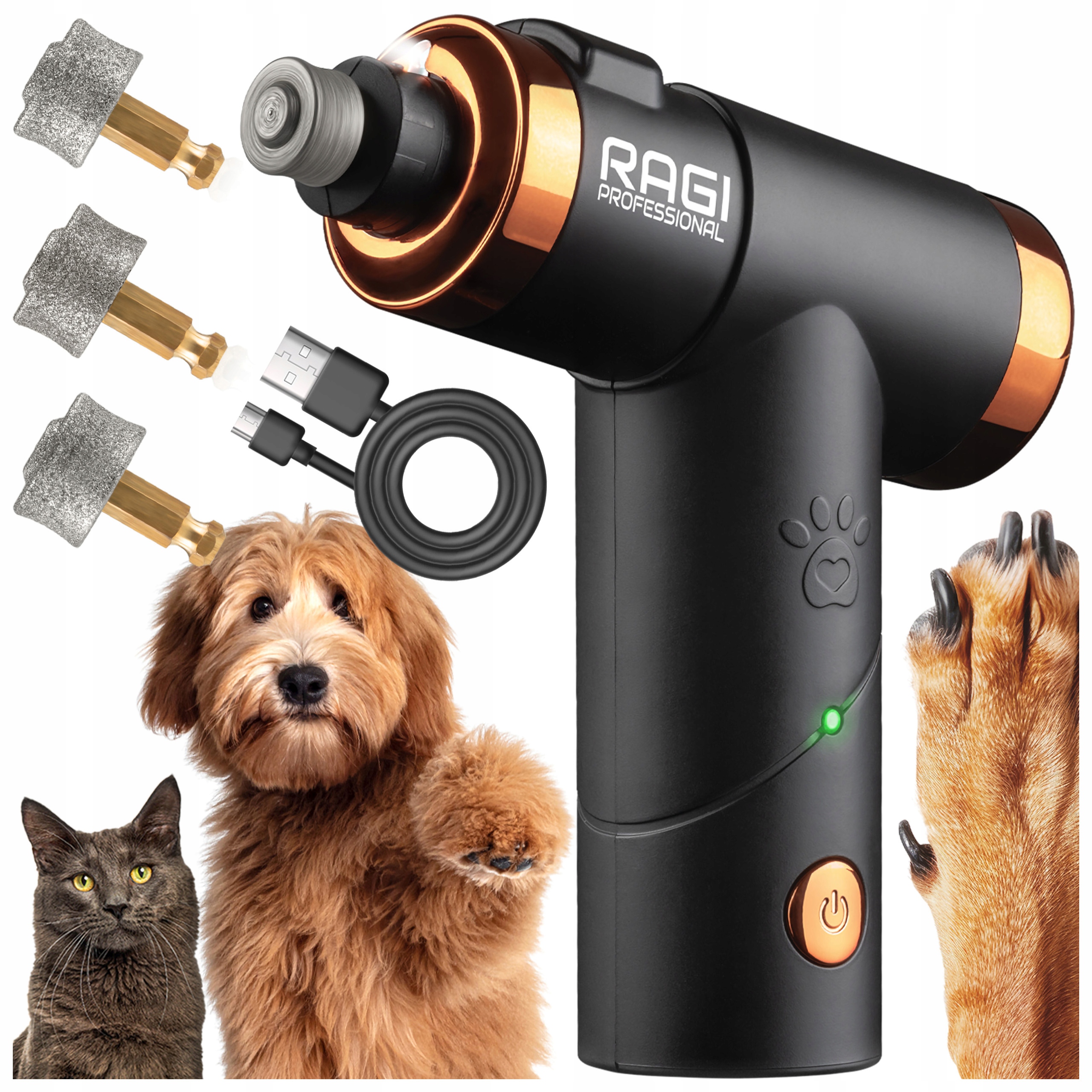 Levně Elektrický Pilník Na Stříhání Drápků Psa Kočky Bruska Frézka 3 Frézy