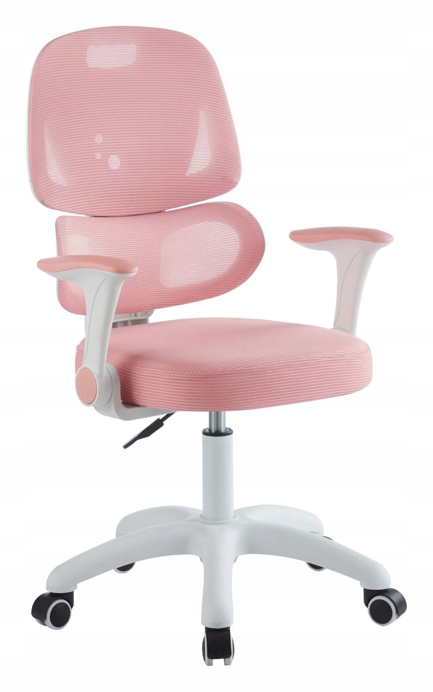 Fotel Gamingowy Bella Różowy Dziecięcy Obrotowy Biurkowy Krzesło Siatka