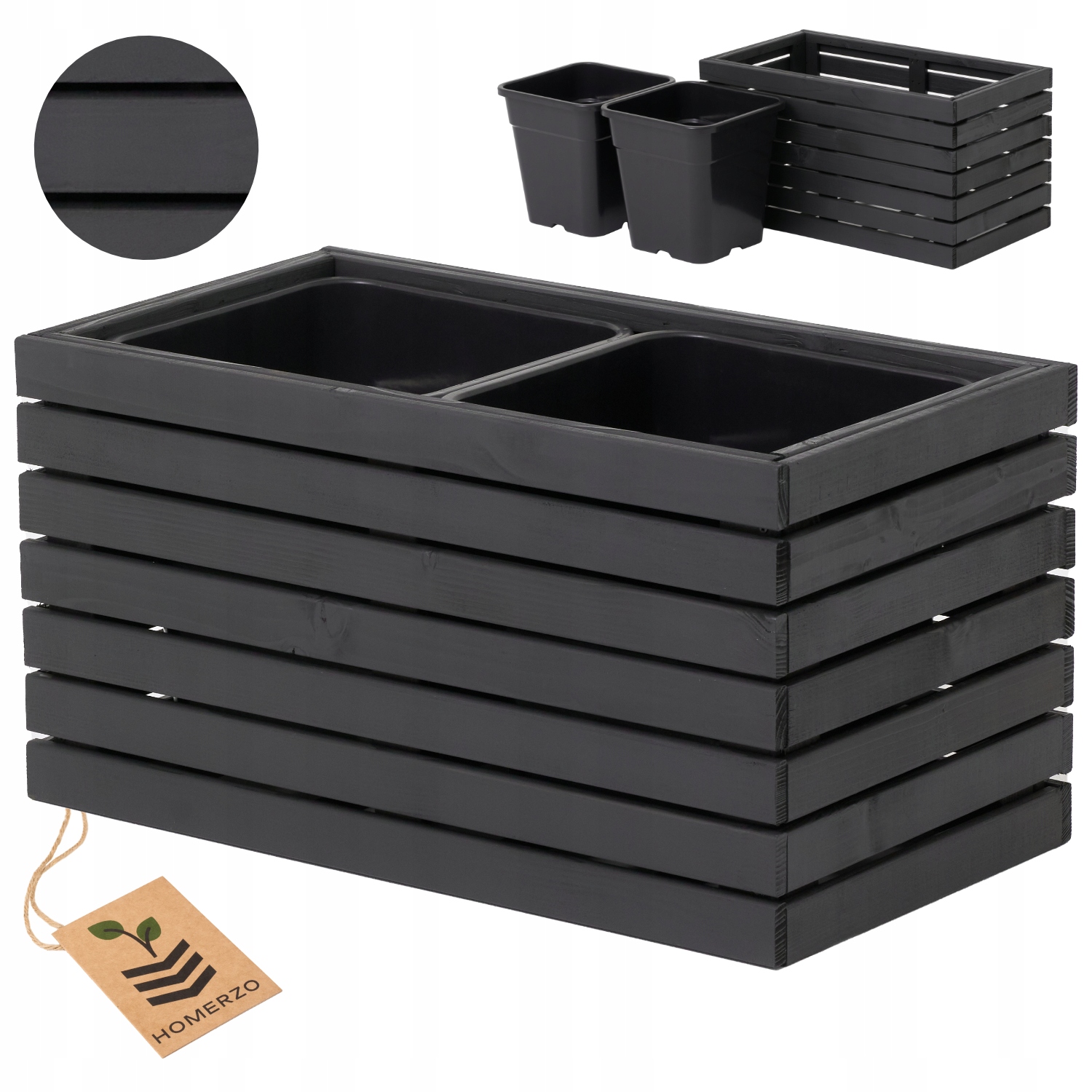 Donica ogrodowa prostokątna z wkładem plastikowym 2x18l taras balkon ogród