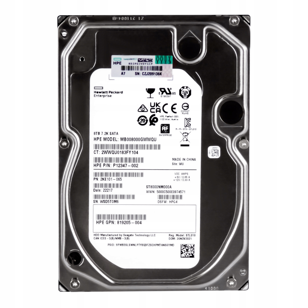 Hp P12347-002 8TB 7.2K 256MB Sata III 3.5'' MB008000GWWQU
